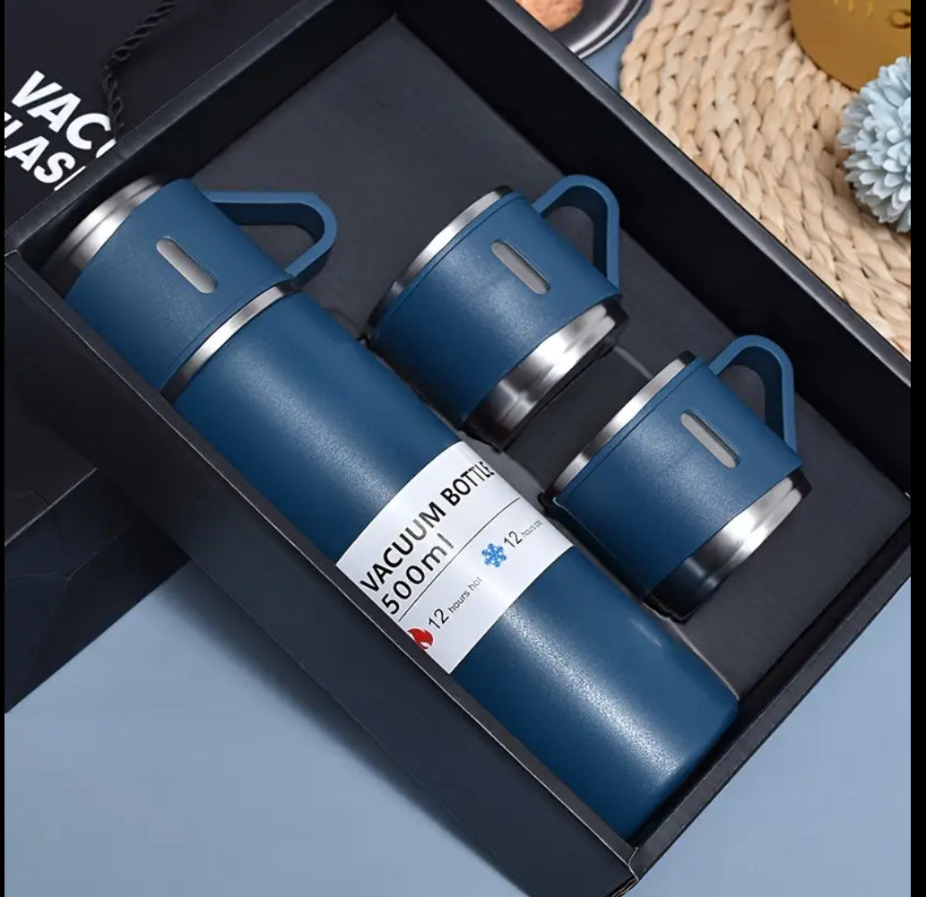 Insulated Stainless Steel Bottle with 2 cups/ set