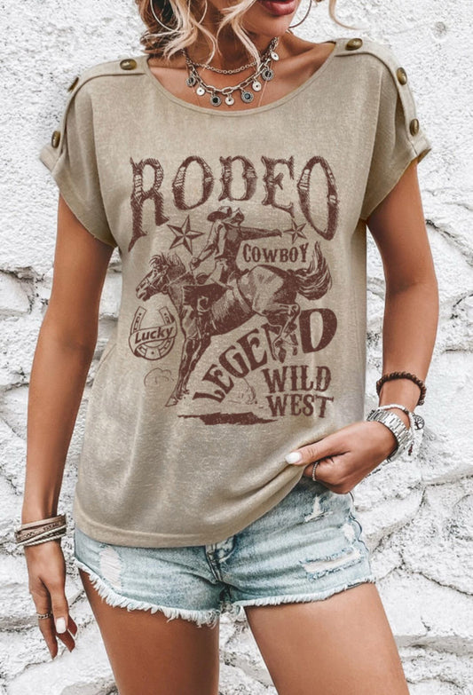 Rodeo Graphic T-Shirt-Beige