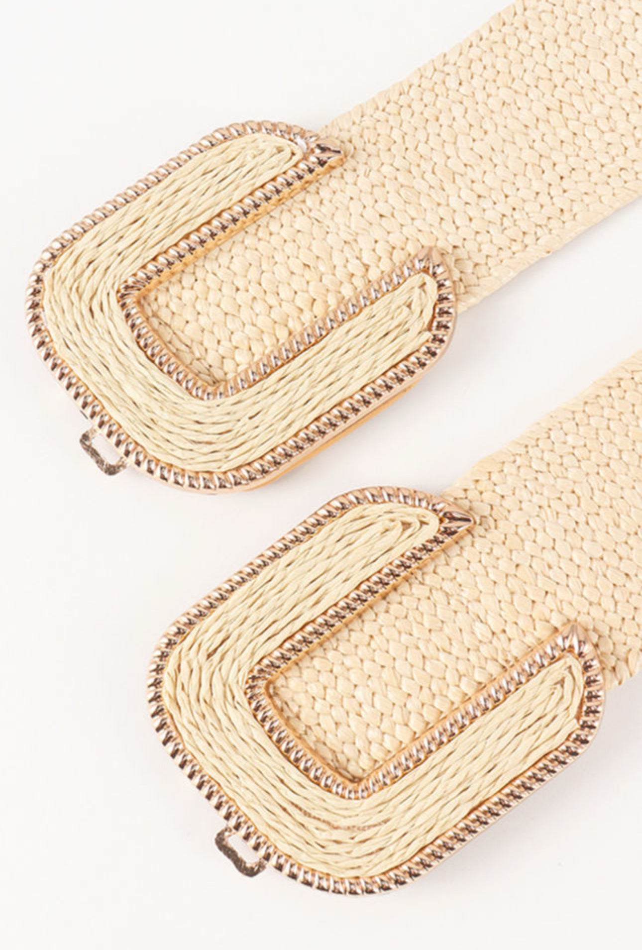 Beige Straw Elastic Belt