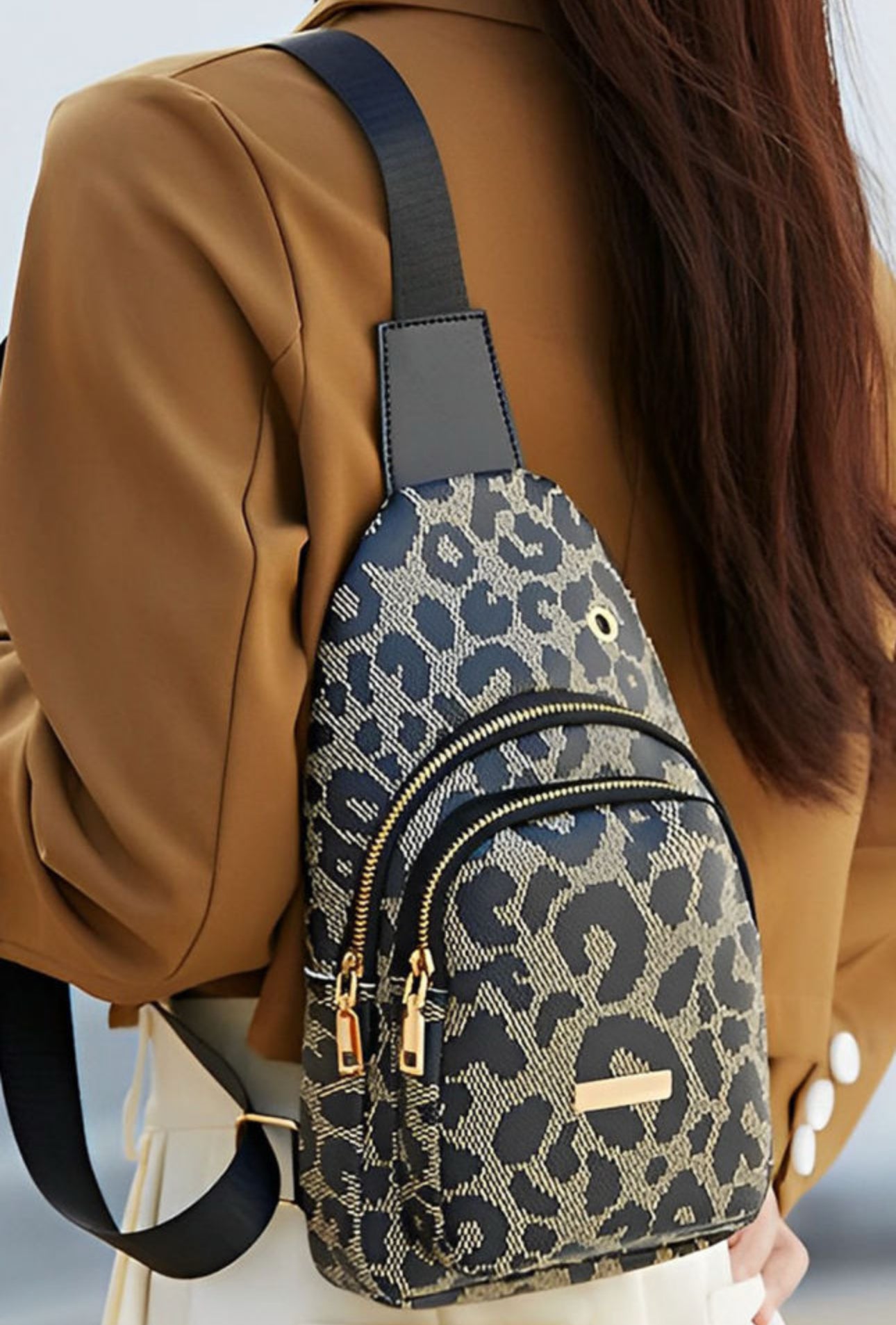 Leopard PU Leather Sling Bag