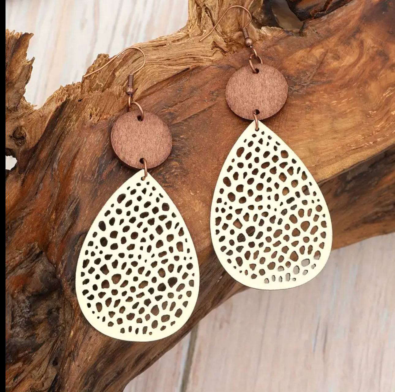 Lightweight Laser Cut Wood Boho Earrings