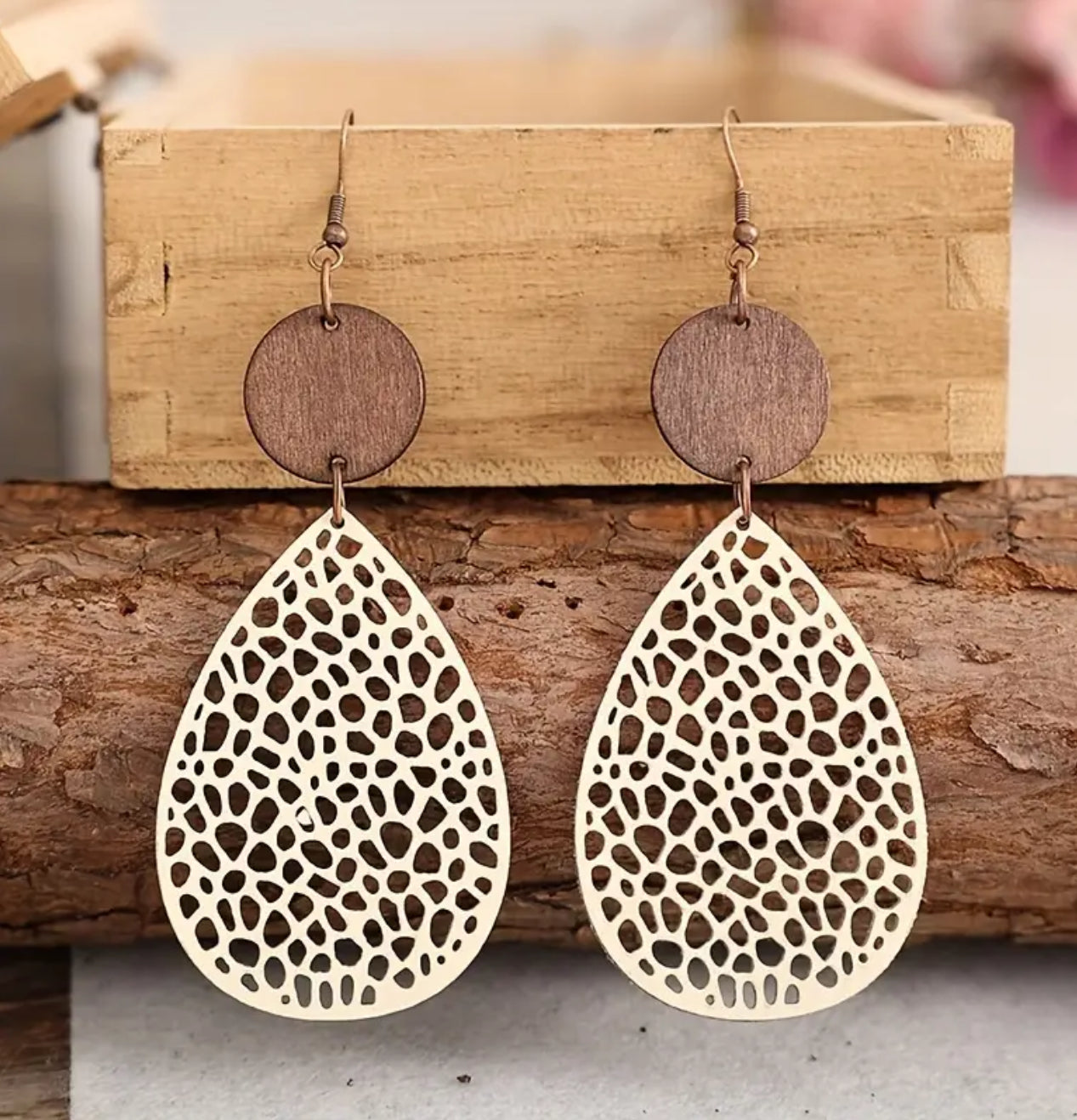 Lightweight Laser Cut Wood Boho Earrings