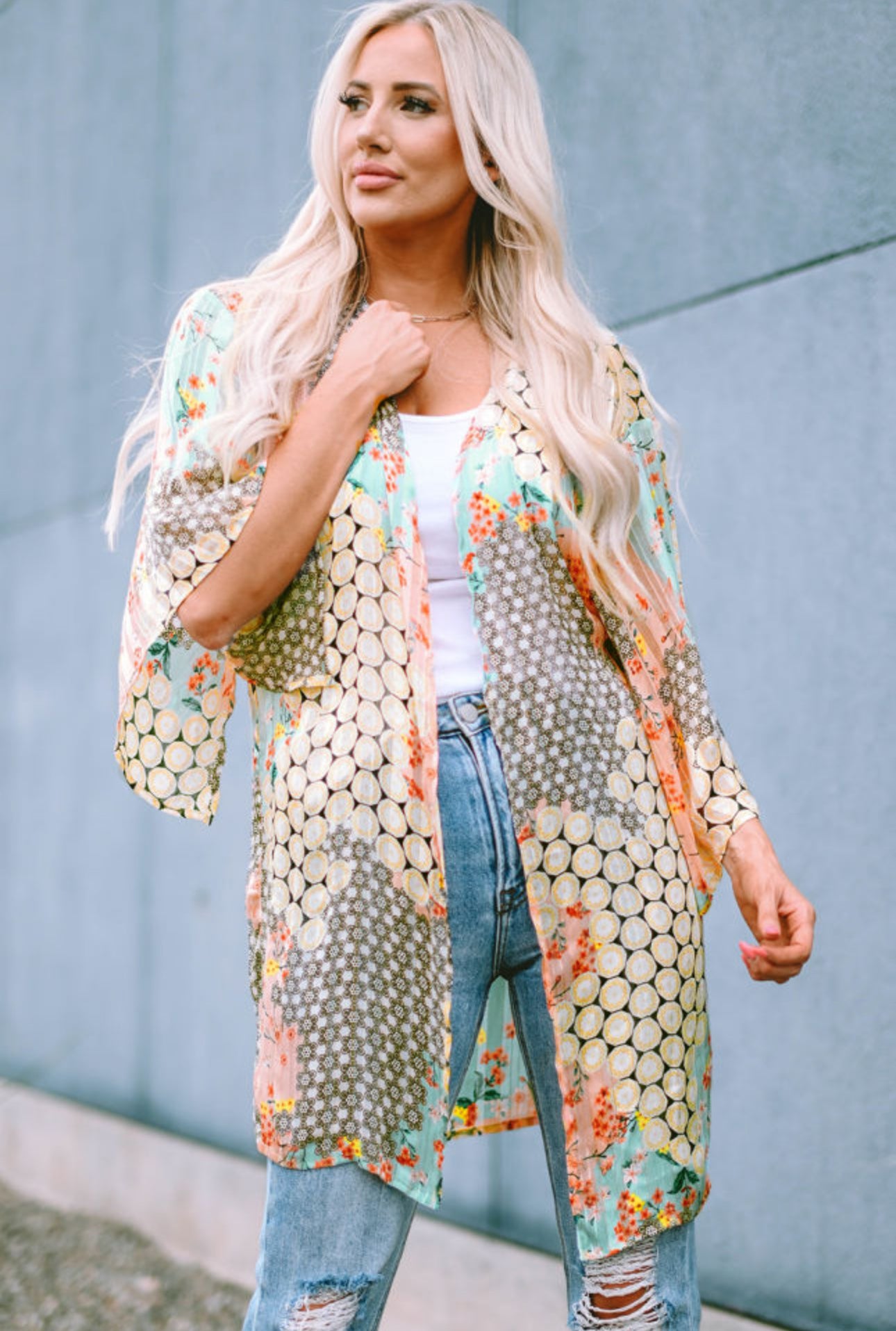 Multicolor Open Front Kimono- one size