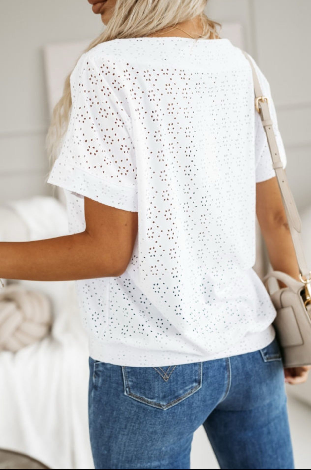 White Eyelet Casual Tee