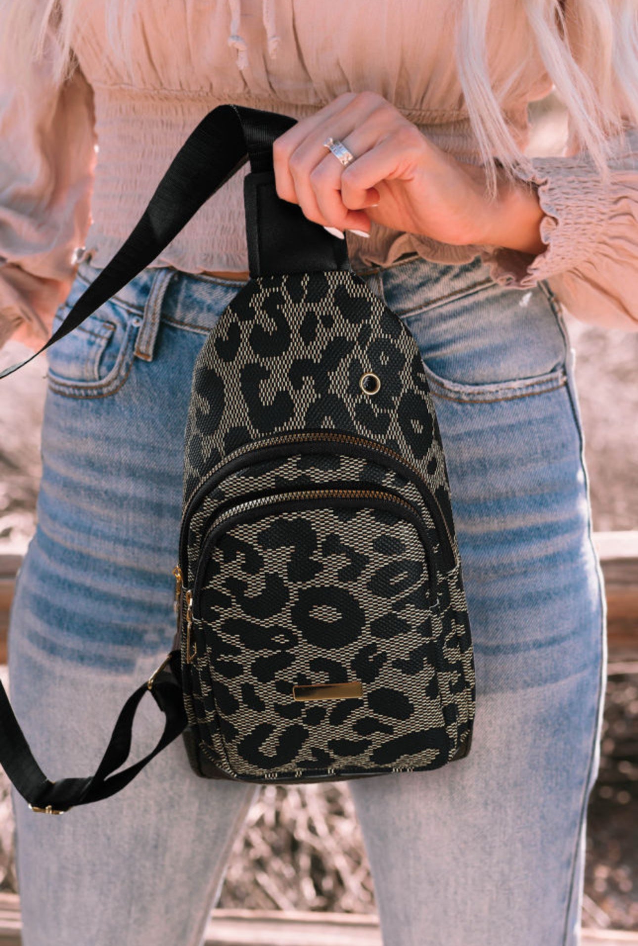 Leopard PU Leather Sling Bag