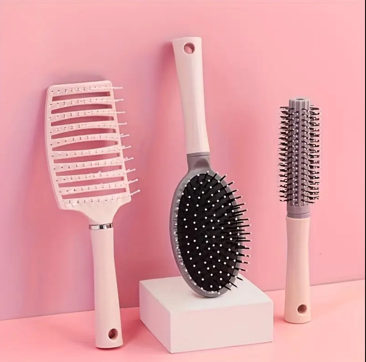 3 pc. Hairbrush Set-Pink