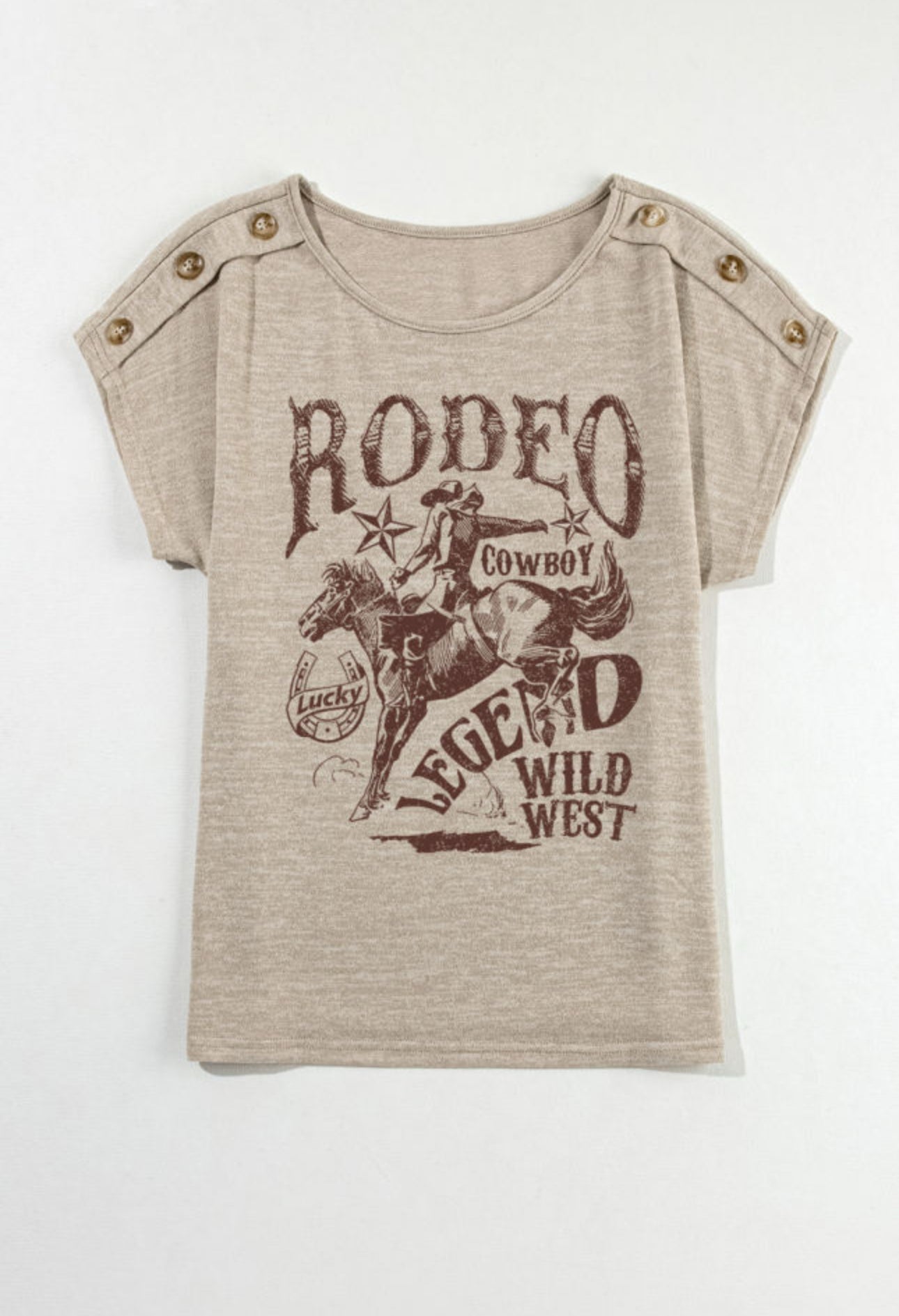 Rodeo Graphic T-Shirt-Beige