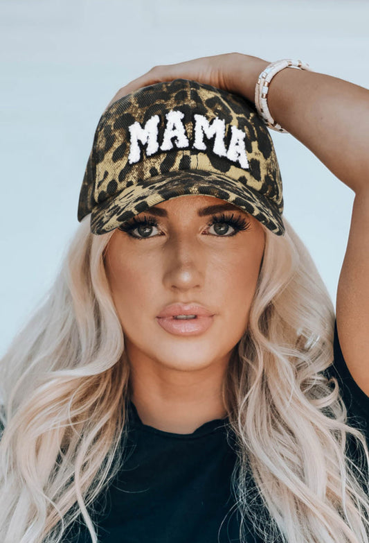 Leopard Print “Mama” Baseball Cap- one size