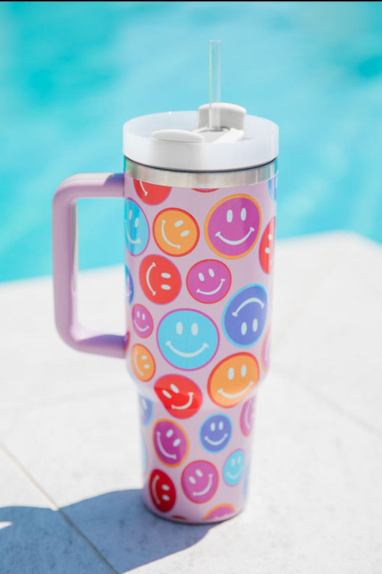 40 oz Stainless Steel Tumbler- Smiley Face