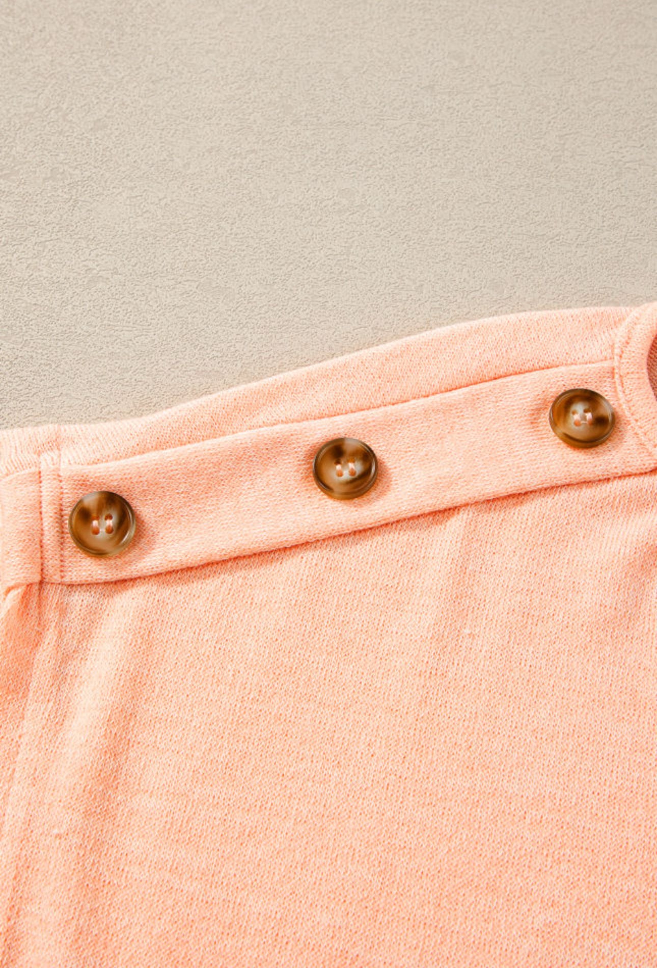 Short Sleeve Tee with Button Detail-Apricot