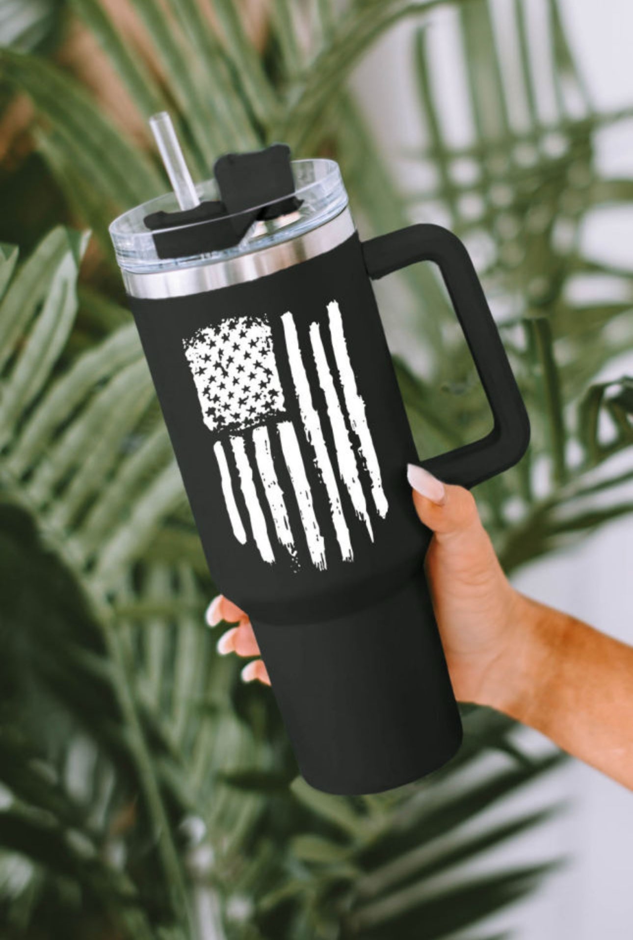 40 oz. Stainless Steel Tumbler/ American Flag/ black