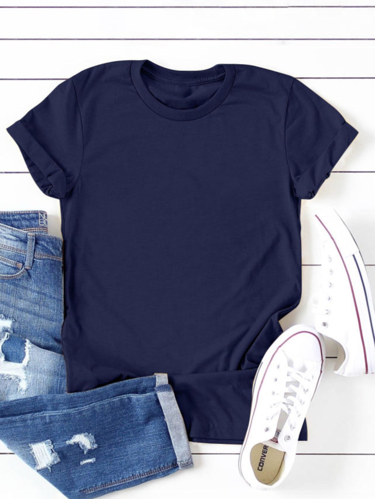 Navy Blue Crew Neck Tee