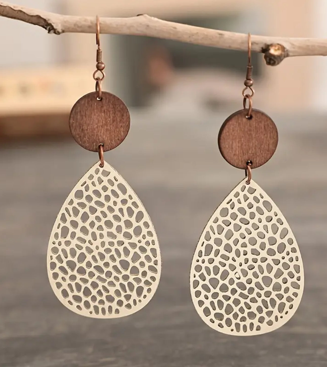 Lightweight Laser Cut Wood Boho Earrings