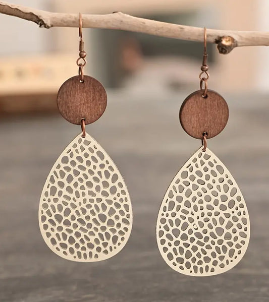 Lightweight Laser Cut Wood Boho Earrings