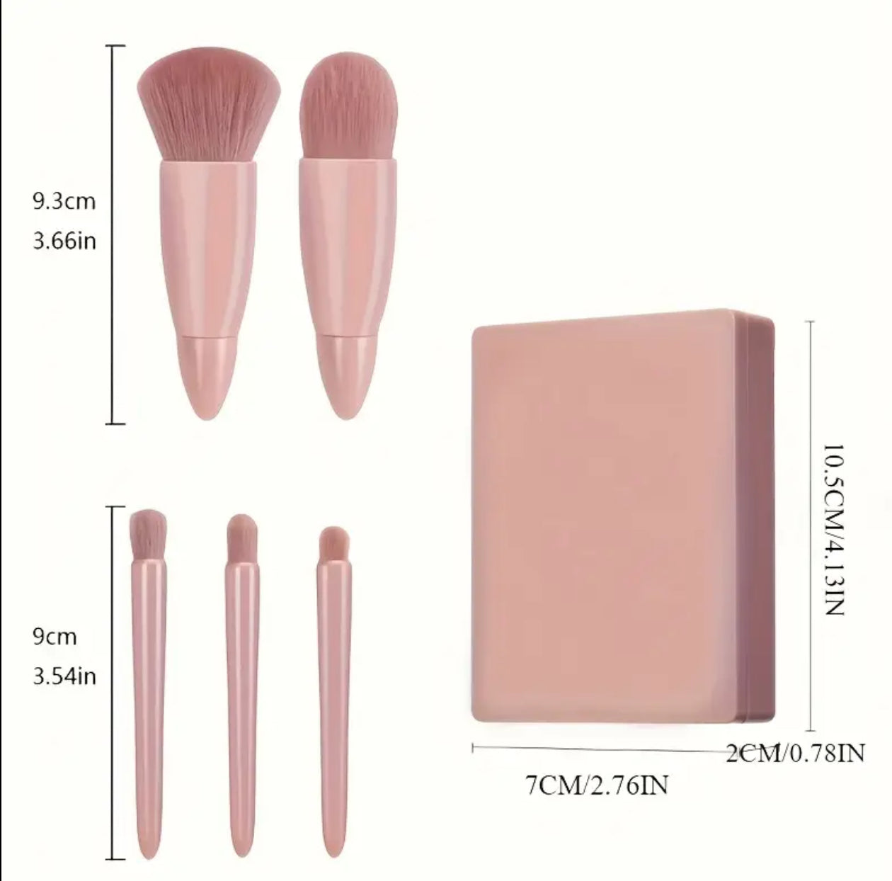 5 pc. Mini Make Up Brush Set with Case and a Mirror