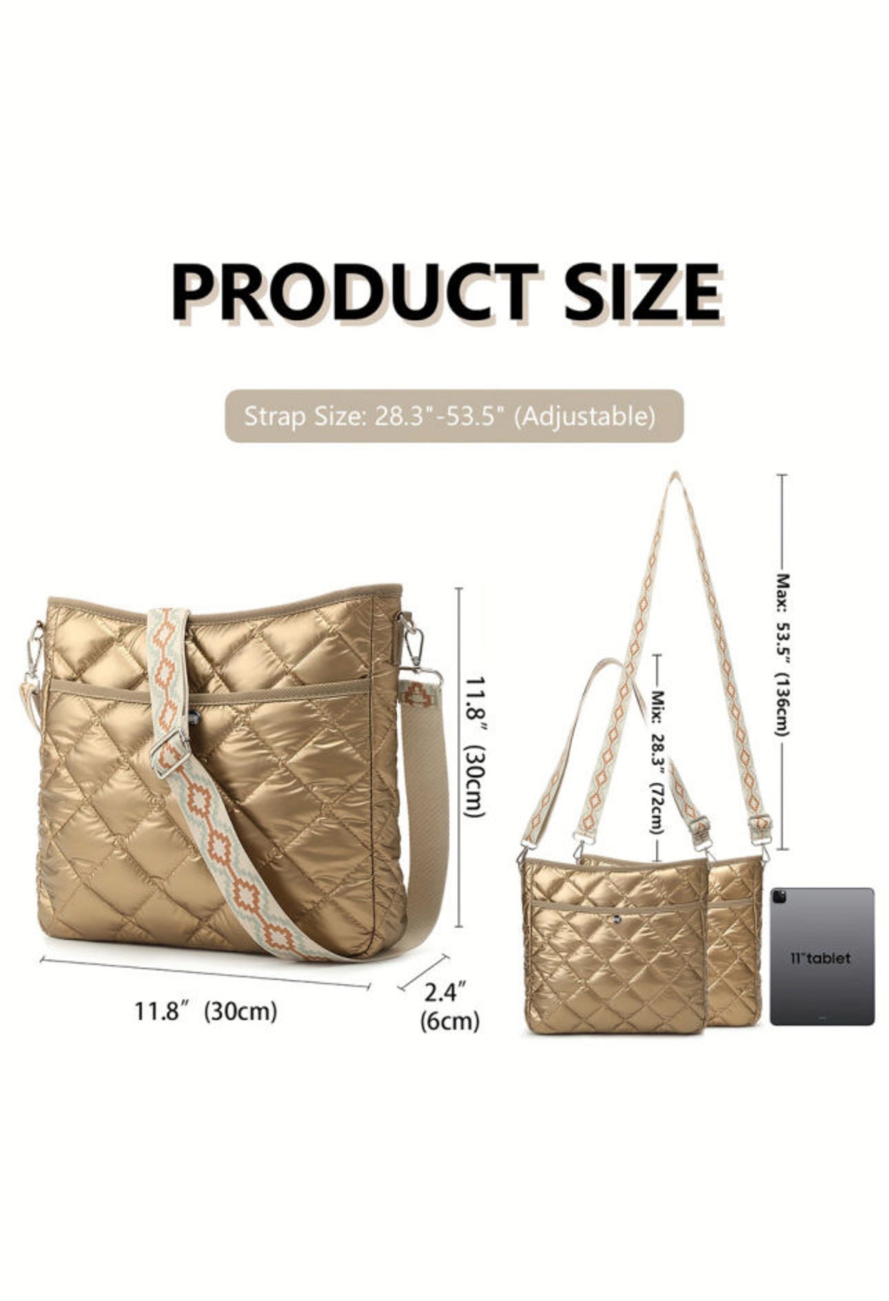 Gold Large Capacity Shoulder Bag