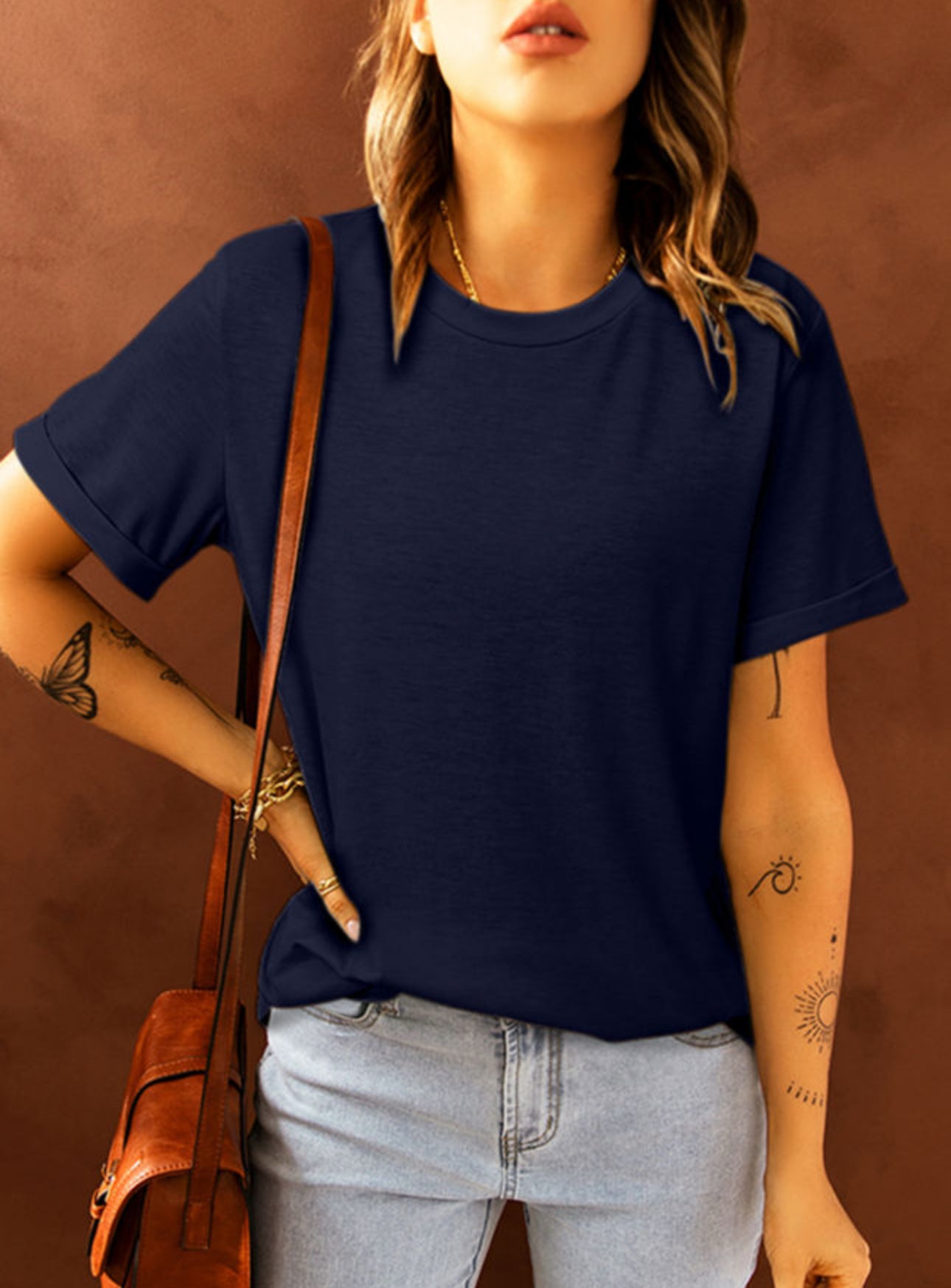 Navy Blue Crew Neck Tee