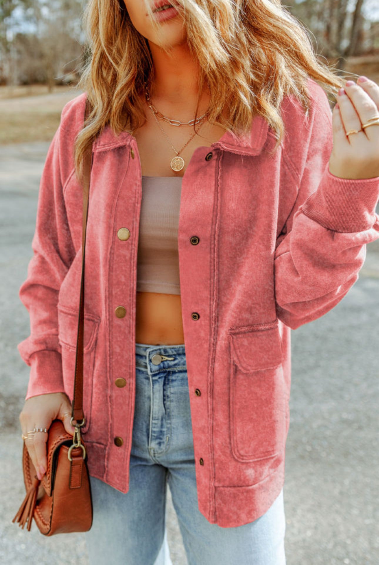 Pink Vintage Wash Shacket