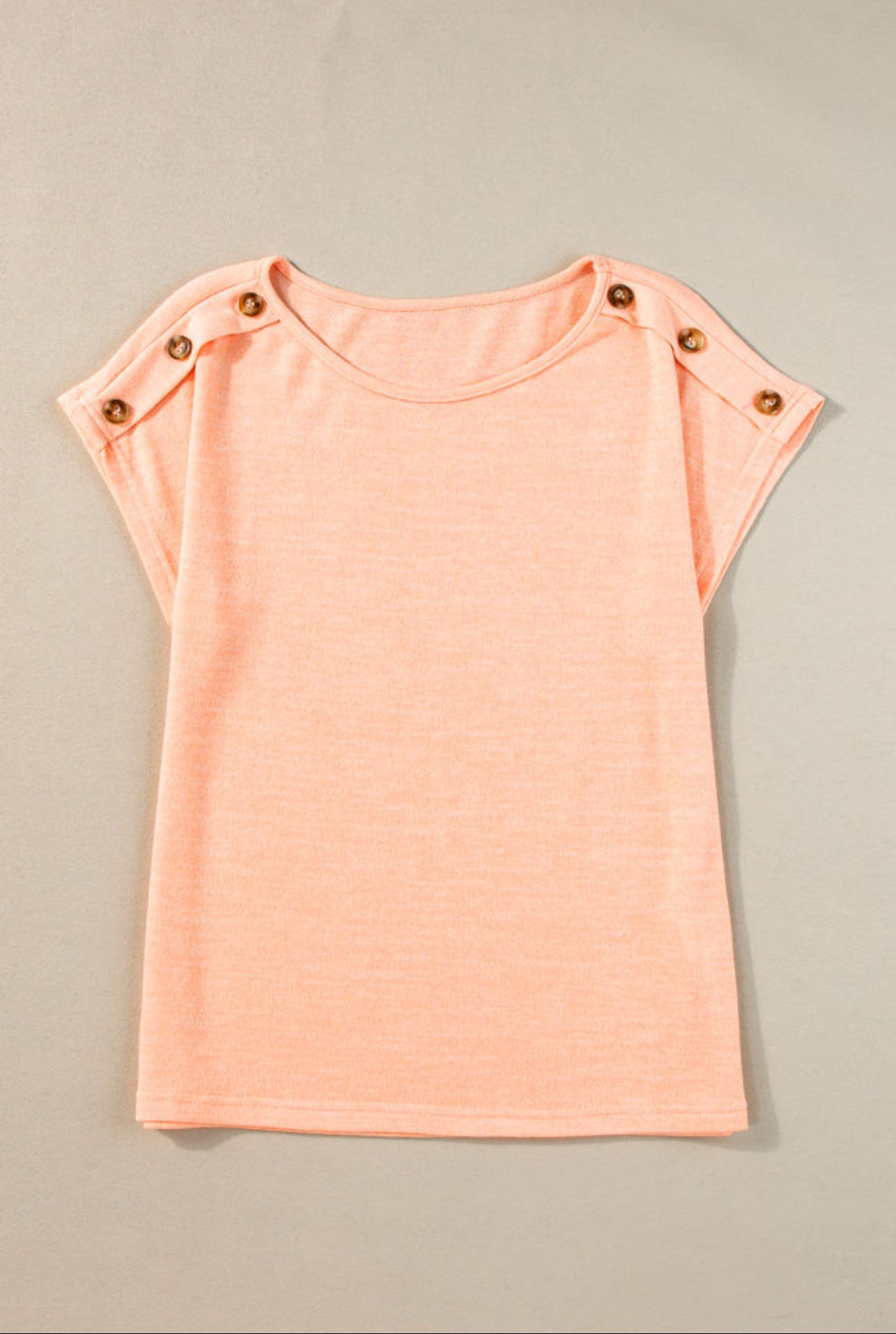 Short Sleeve Tee with Button Detail-Apricot