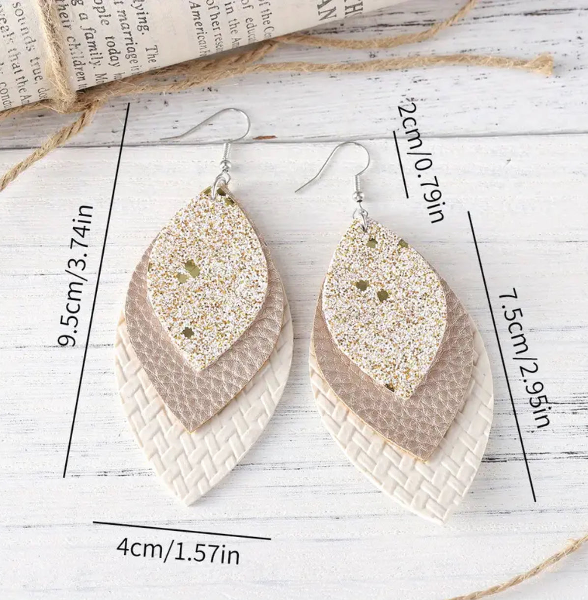 3-tear PU Leather Earrings