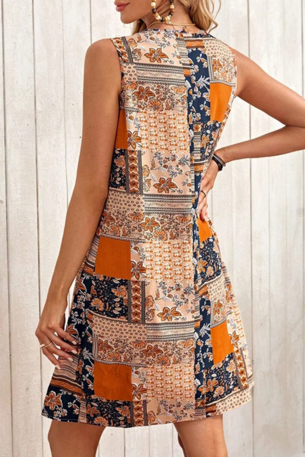 Retro Patchwork Tank Dress