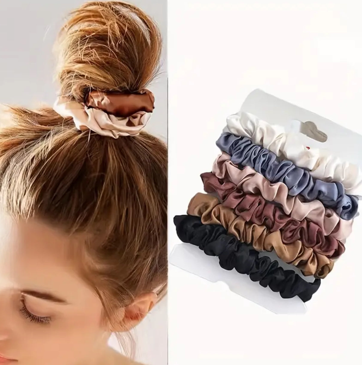 6 pc. Silk Scrunchies/ Multicolor