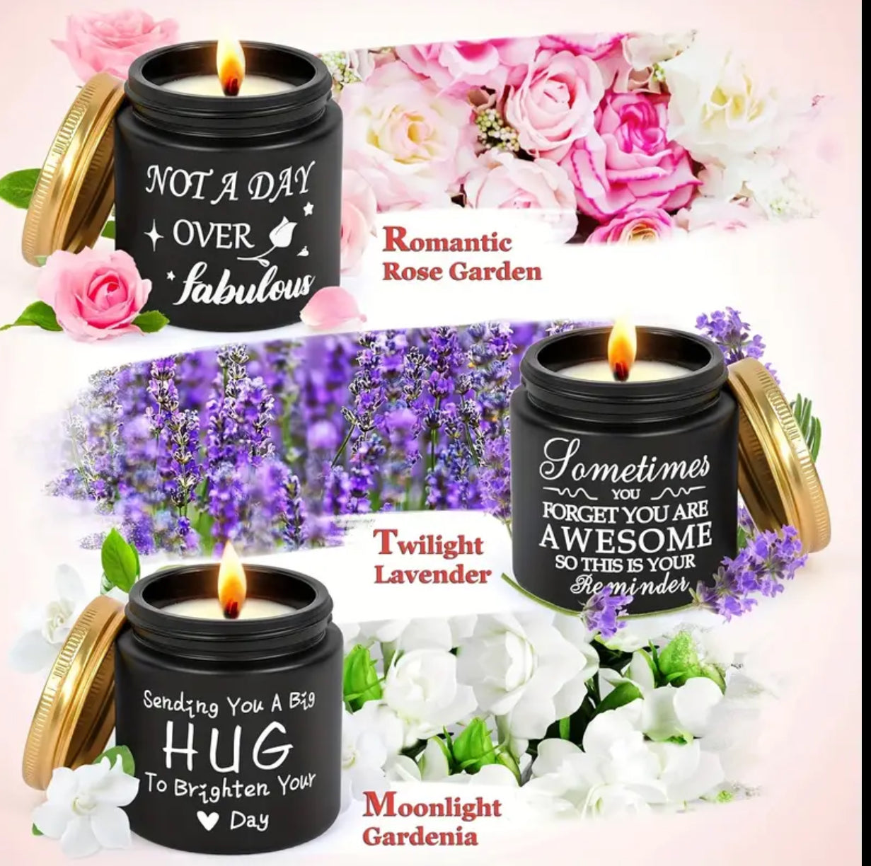 3 pc Scented Candles Set(Rose/Lavender/Gardenia)