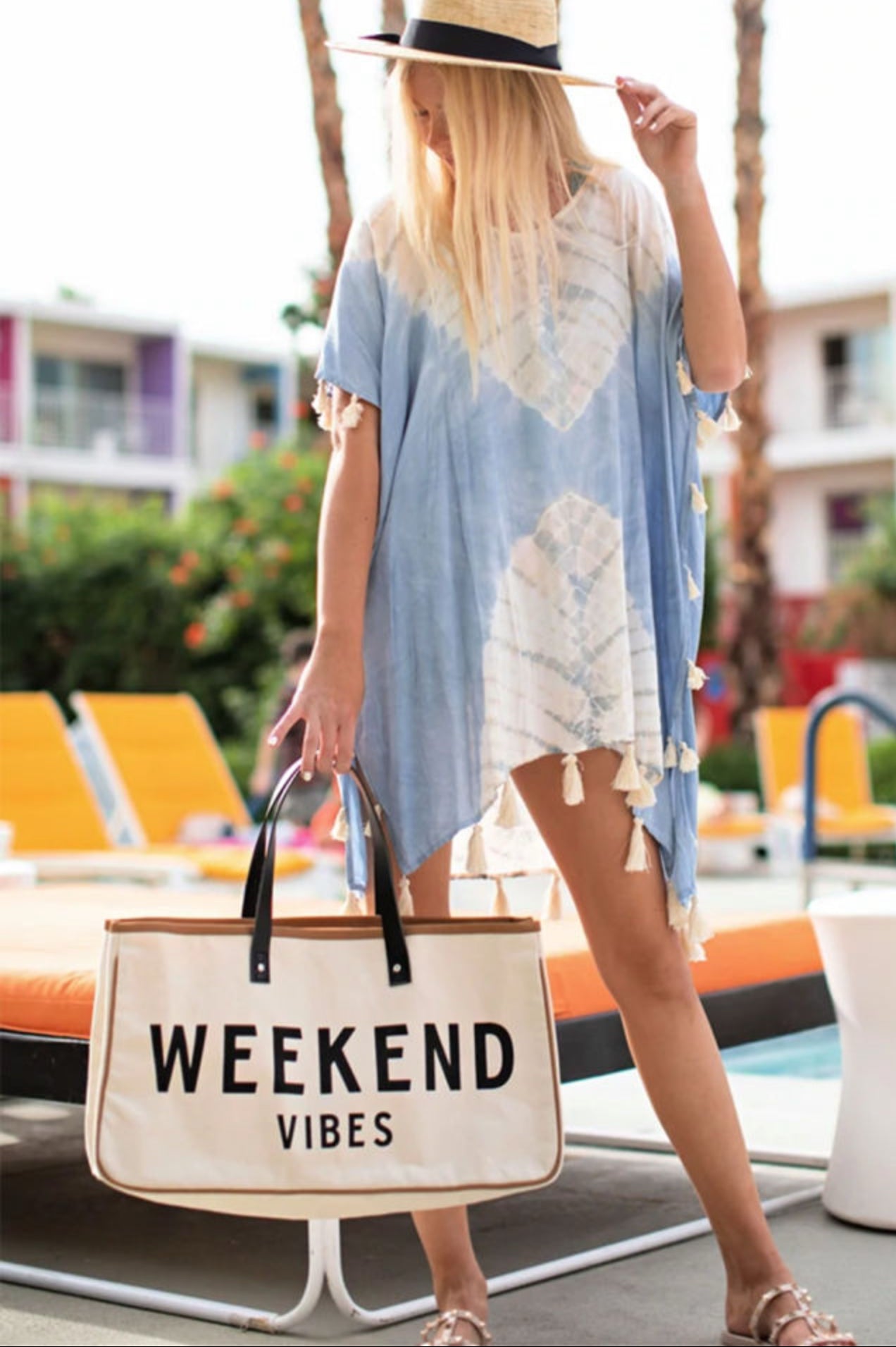 Weekend Vibes Canvas Beach Totes