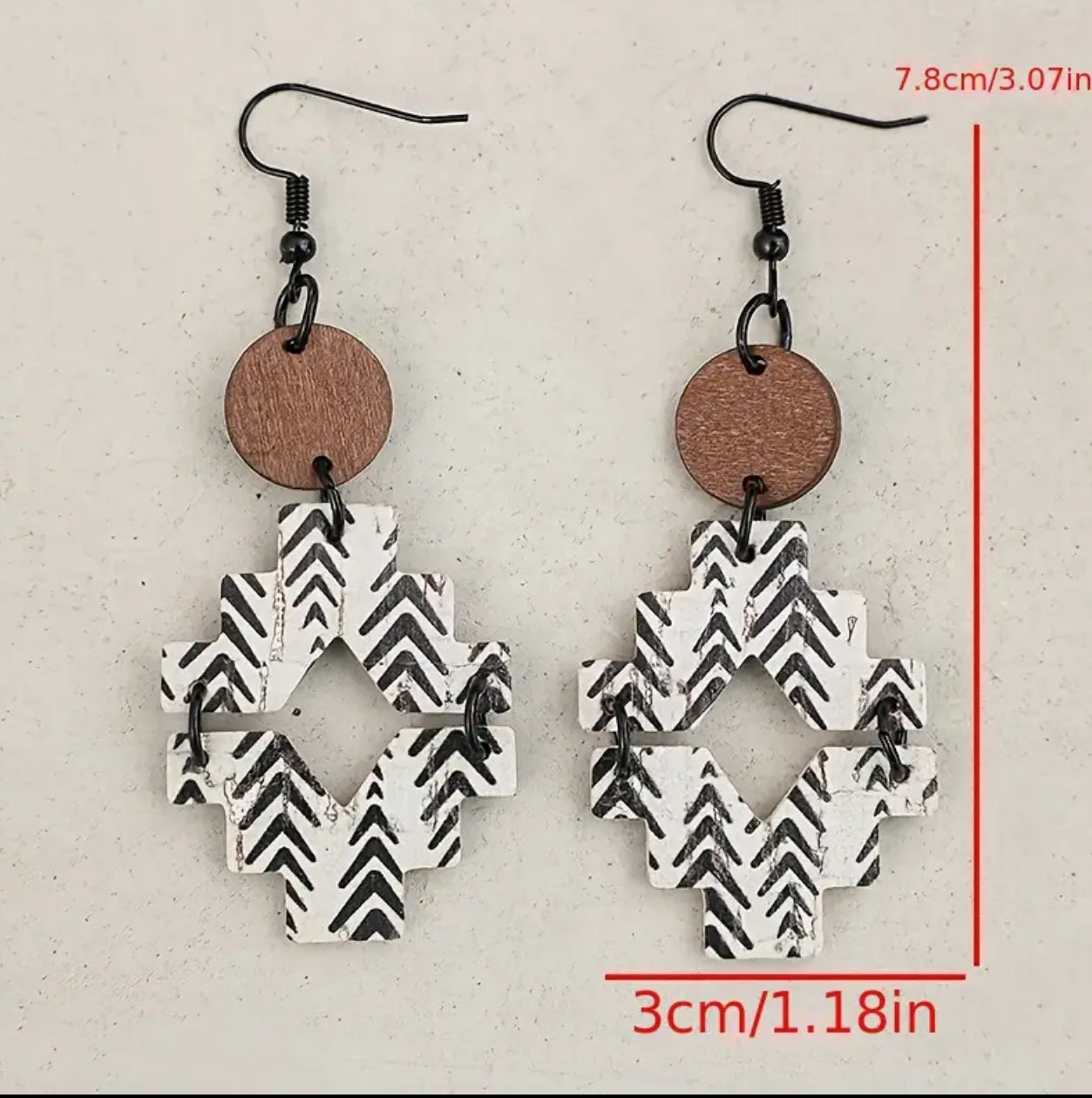 Geometric Pattern Lightweight Wooden Earrings