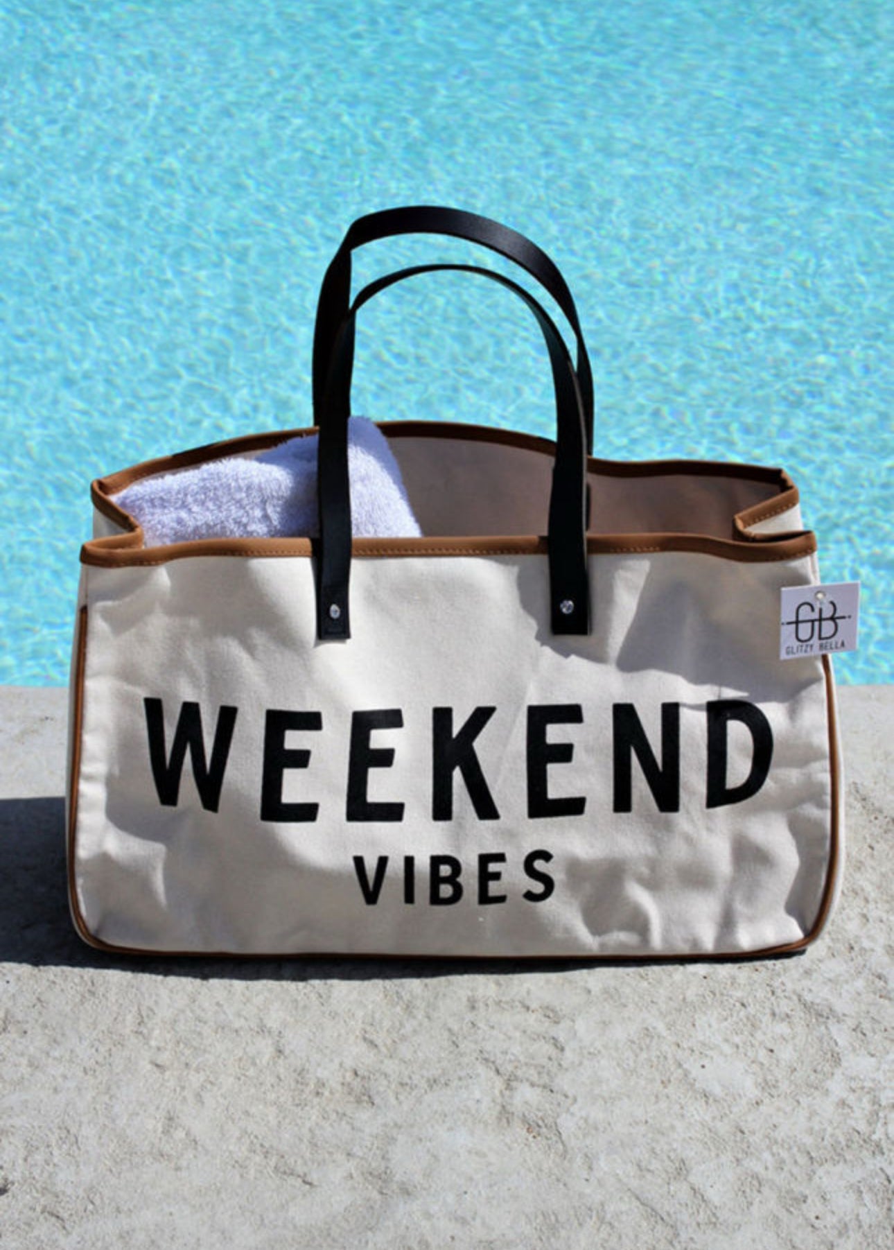 Weekend Vibes Canvas Beach Totes