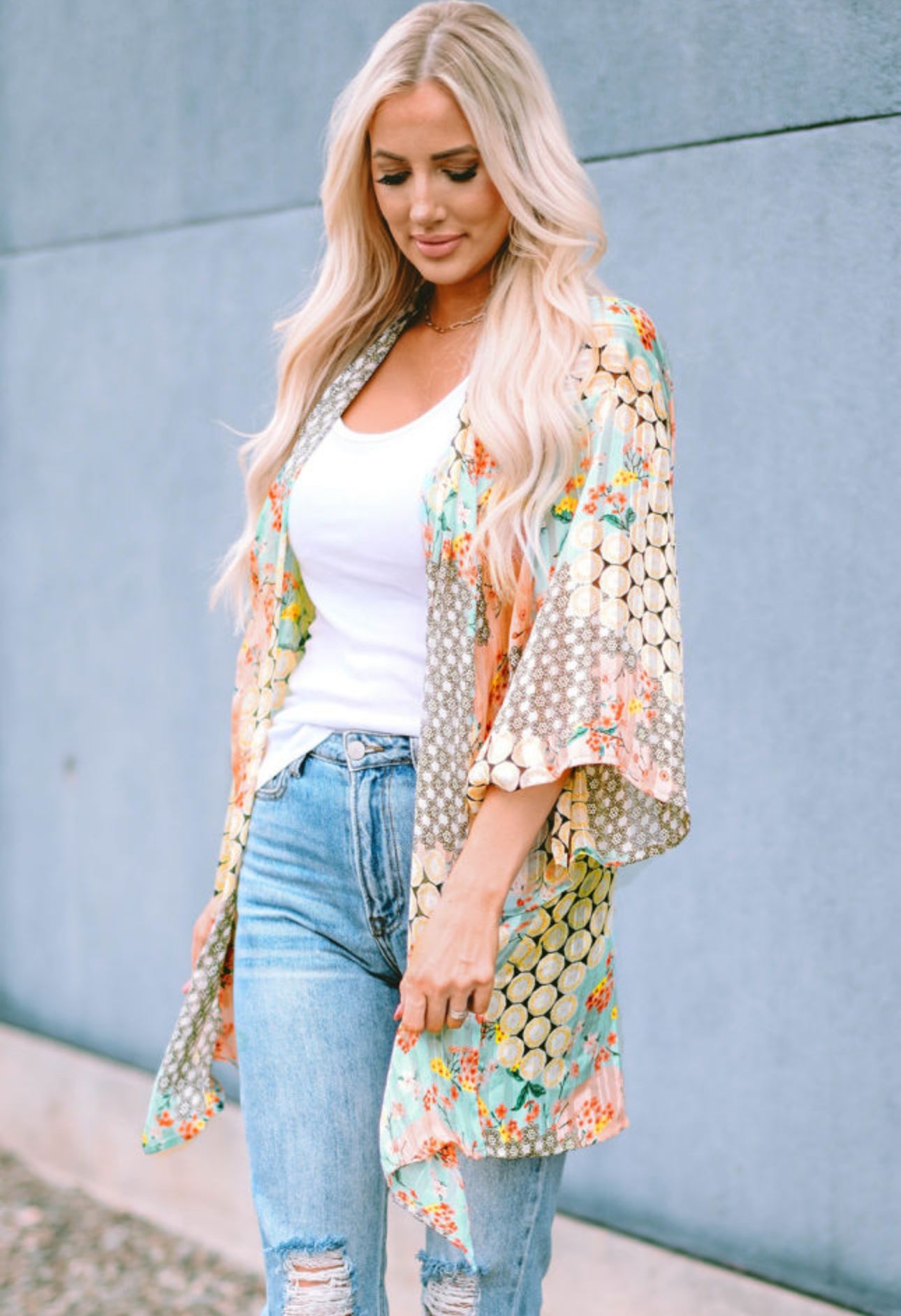 Multicolor Open Front Kimono- one size