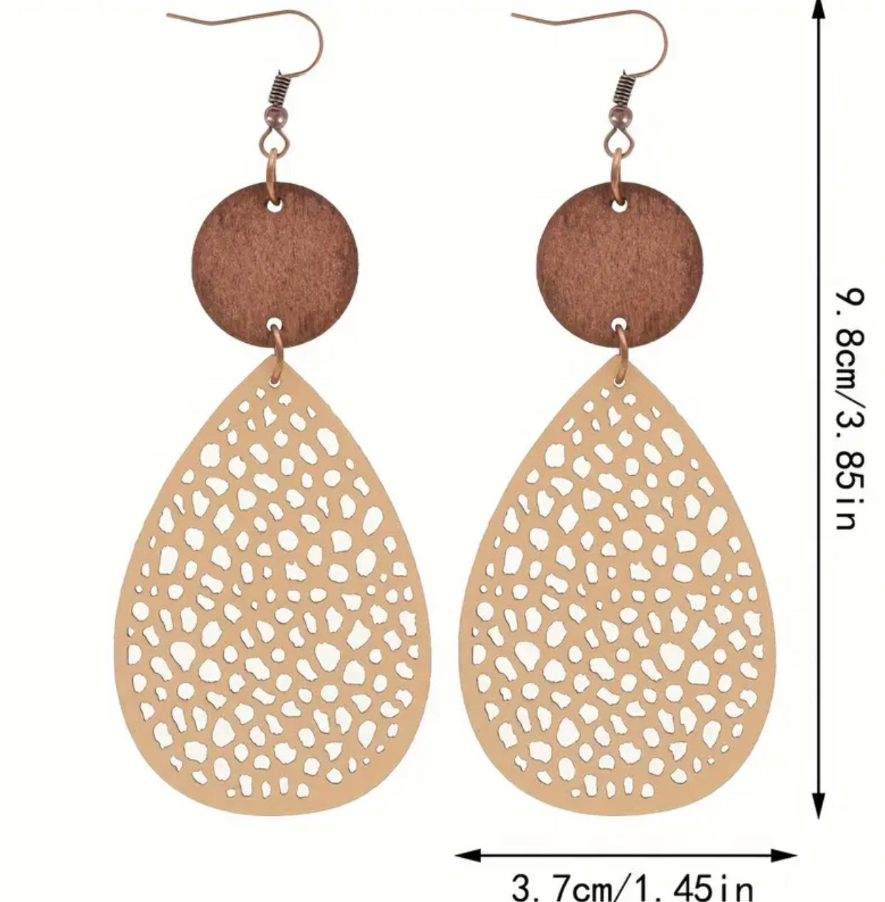 Lightweight Laser Cut Wood Boho Earrings